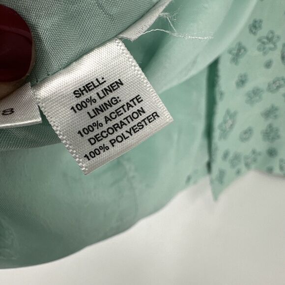 Loft Jacket Womens 4 Snap Up Linen Embroidered Floral Blue Green Grandmacore - Picture 6 of 8
